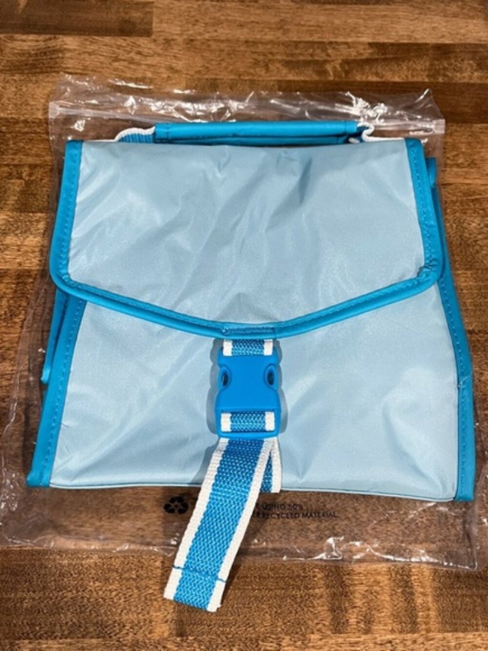 Thirty-One - Fold Over Lunch Bag - Neon Blue Colorblock - NWT